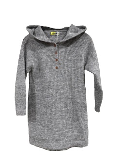 Stricktunika von Losan mit Kapuze, grey melange, mit Knopfleiste, 23028